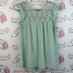 Mine shirt ruffles lace, floral mesh, blue keyhole Mint Green Lace Tank Top